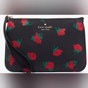 Kate Spade Chelsea Rose 🌹 Toss Printed Medium Wristlet Pouch NWT 👝